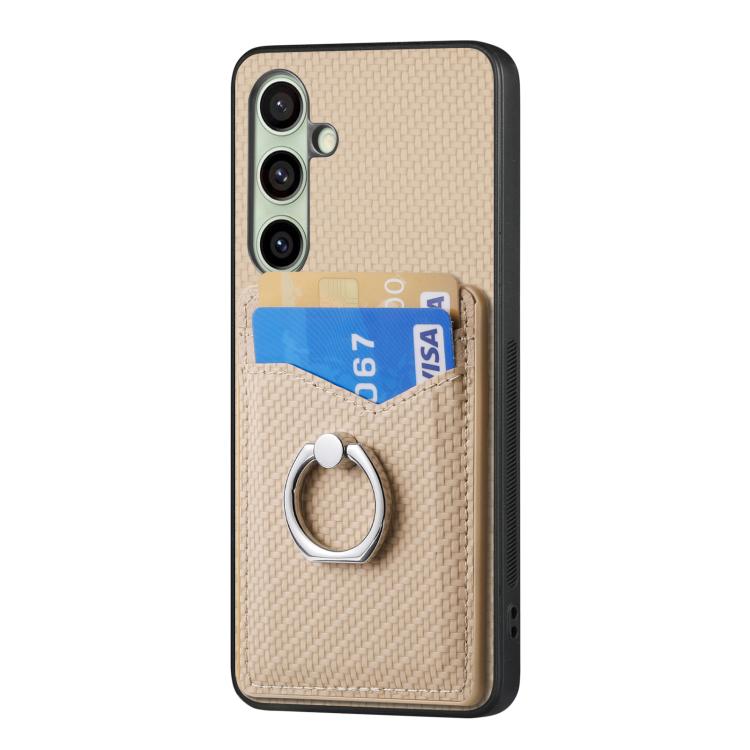 For Samsung Galaxy A36 Carbon Fiber Card Wallet Ring Phone Case