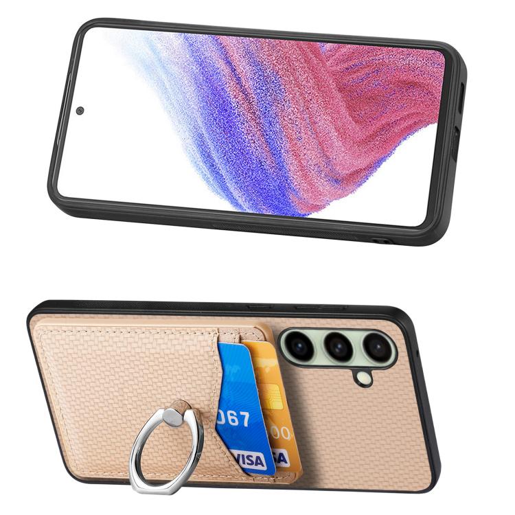For Samsung Galaxy A36 Carbon Fiber Card Wallet Ring Phone Case