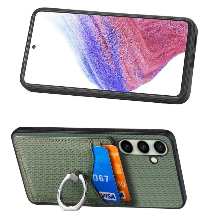 For Samsung Galaxy A36 Carbon Fiber Card Wallet Ring Phone Case