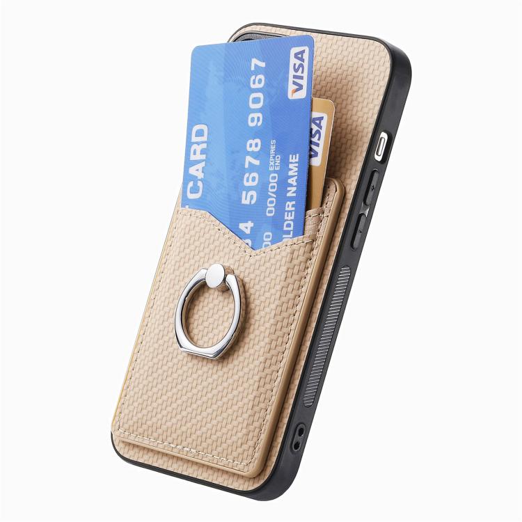 For Samsung Galaxy S25 Edge 5G Carbon Fiber Card Wallet Ring Phone Case