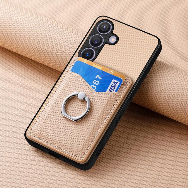 For Samsung Galaxy A37 5G Carbon Fiber Card Wallet Ring Phone Case