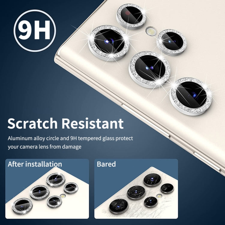 For Samsung Galaxy S25 Ultra 5G ENKAY Hat-Prince 9H Rear Camera Lens Glitter Aluminium Alloy Tempered Glass Film