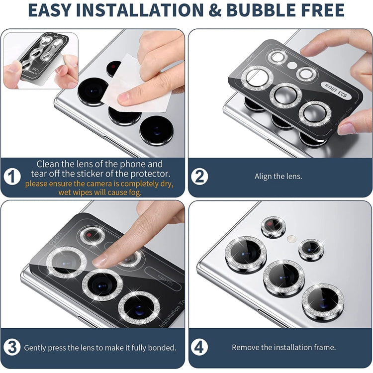For Samsung Galaxy S25 Ultra 5G ENKAY Hat-Prince 9H Rear Camera Lens Glitter Aluminium Alloy Tempered Glass Film