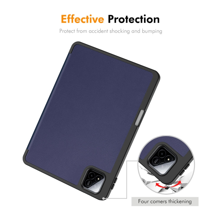 For Xiaomi Pad 7 / 7 Pro 11.2 ENKAY Tri-fold Custer Texture TPU Leather Smart Tablet Case with Pen Slot