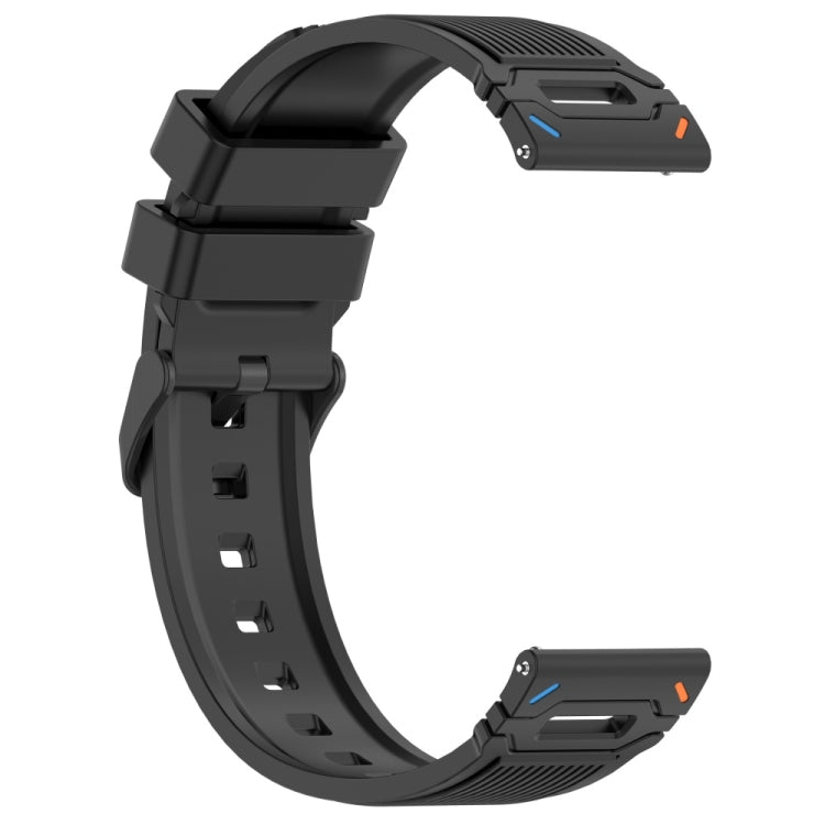 For Garmin Watch 22mm Vertical Pattern Black Buckle Silicone Watch Band