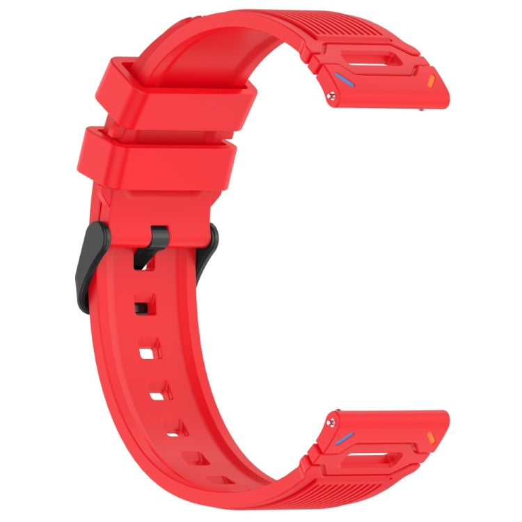 For Garmin Watch 22mm Vertical Pattern Black Buckle Silicone Watch Band