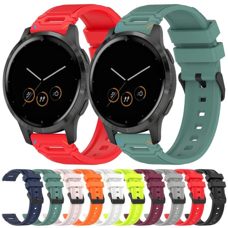 For Garmin Watch 22mm Vertical Pattern Black Buckle Silicone Watch Band
