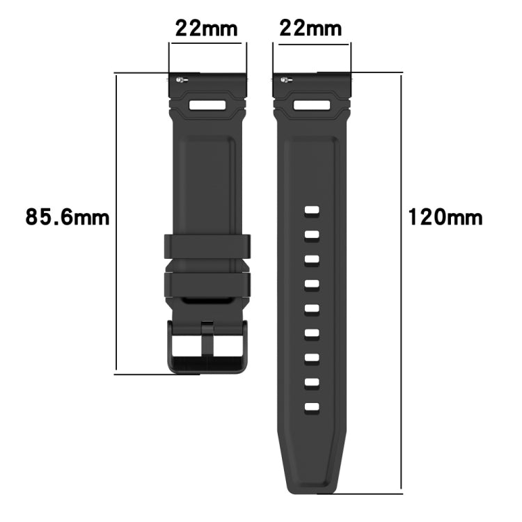 For Garmin Watch 22mm Vertical Pattern Black Buckle Silicone Watch Band