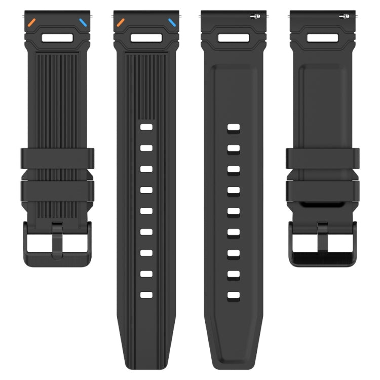 For Garmin Watch 22mm Vertical Pattern Black Buckle Silicone Watch Band