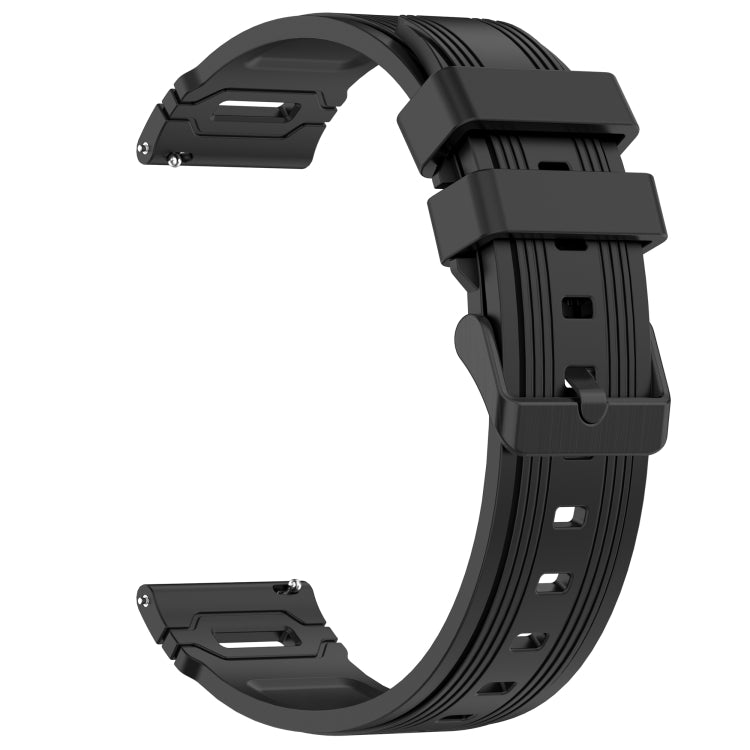 For Samsung Galaxy Watch 22mm Vertical Pattern Black Buckle Silicone Watch Band