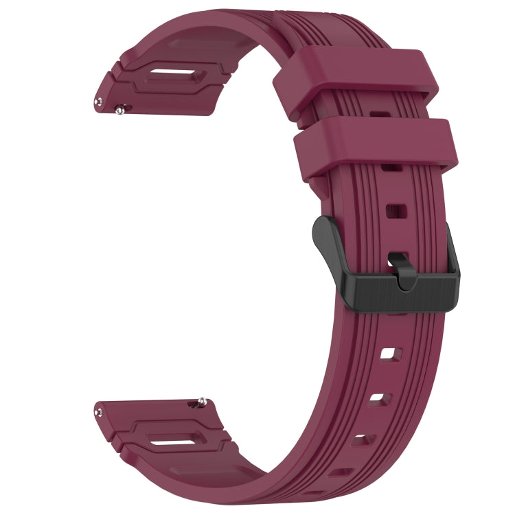 For Samsung Galaxy Watch 22mm Vertical Pattern Black Buckle Silicone Watch Band