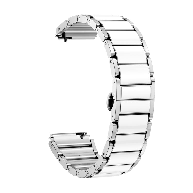 For Huawei Watch GT 5 41mm / GT 5 Pro 42mm Butterfly Buckle Ceramic White Metal Watch Band