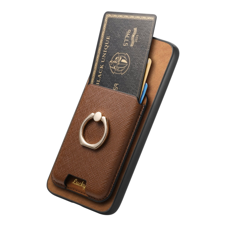 For Samsung Galaxy S25+ 5G Retro Cross Leather Ring Vertical Insert Card Bag MagSafe Phone Case