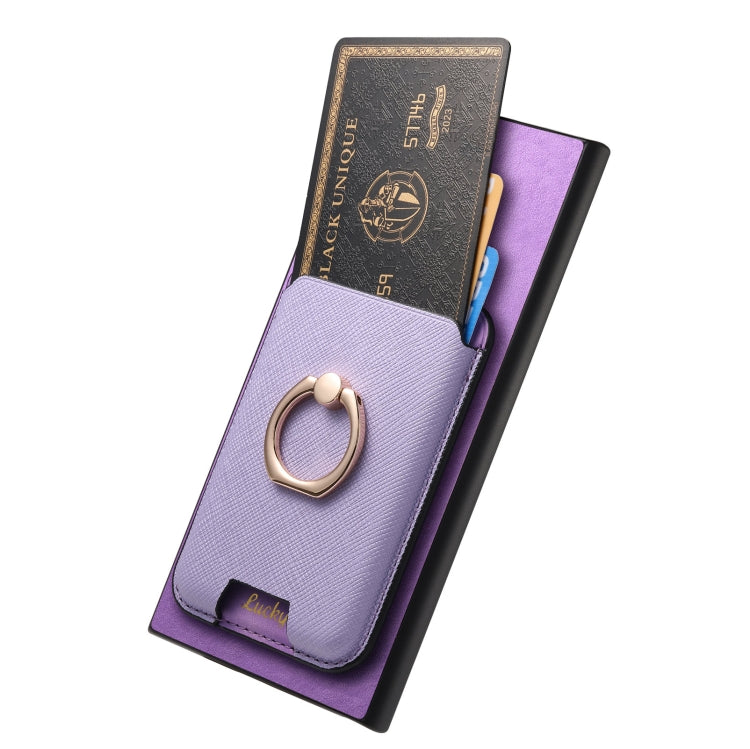 For Samsung Galaxy S25 Ultra 5G Retro Cross Leather Ring Vertical Insert Card Bag MagSafe Phone Case