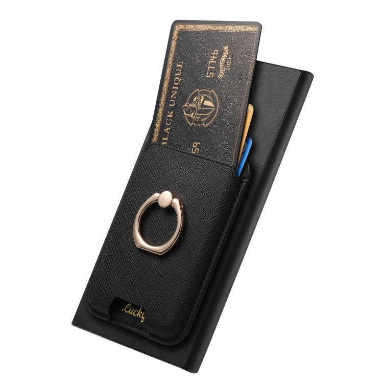 For Samsung Galaxy S25 Ultra 5G Retro Cross Leather Ring Vertical Insert Card Bag MagSafe Phone Case