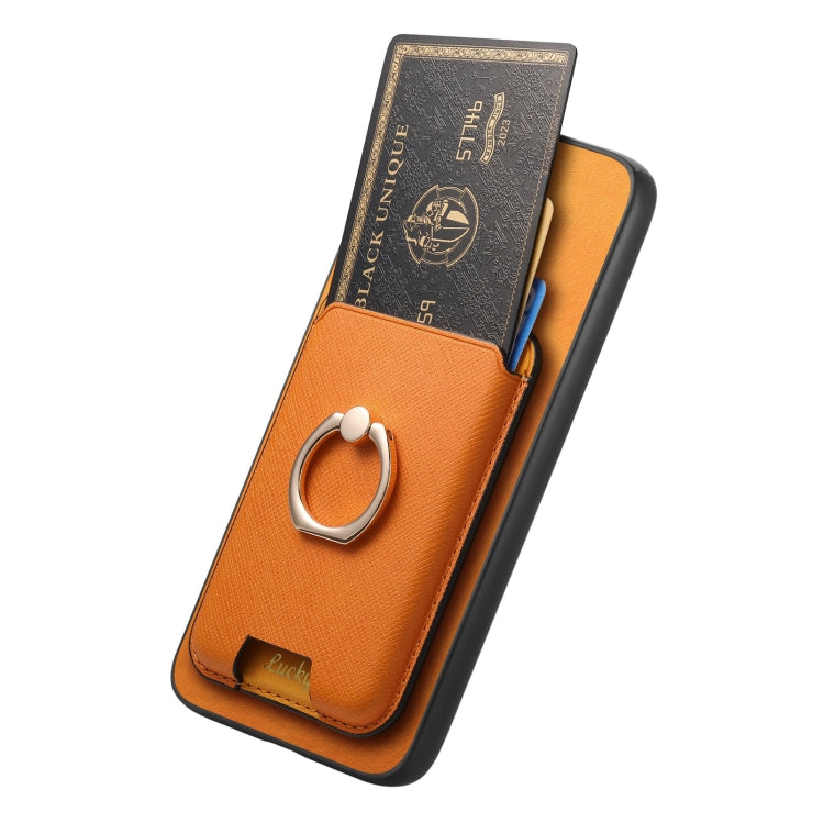 For Samsung Galaxy A06 Retro Cross Leather Ring Vertical Insert Card Bag MagSafe Phone Case