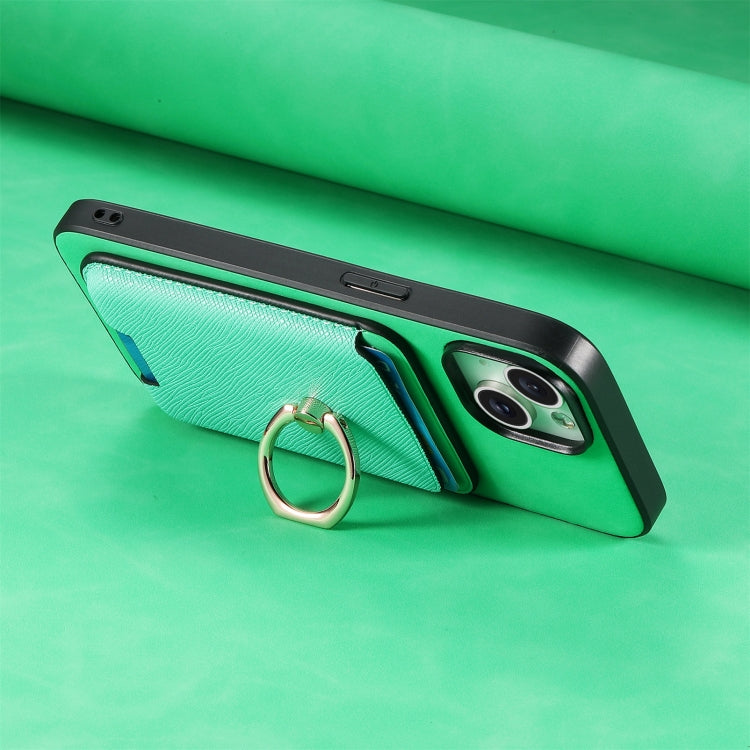 For Samsung Galaxy A06 Retro Cross Leather Ring Vertical Insert Card Bag MagSafe Phone Case
