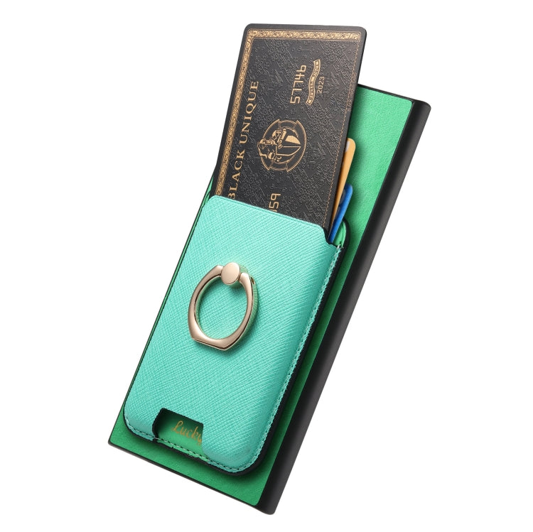 For Samsung Galaxy S24 Ultra 5G Retro Cross Leather Ring Vertical Insert Card Bag MagSafe Phone Case