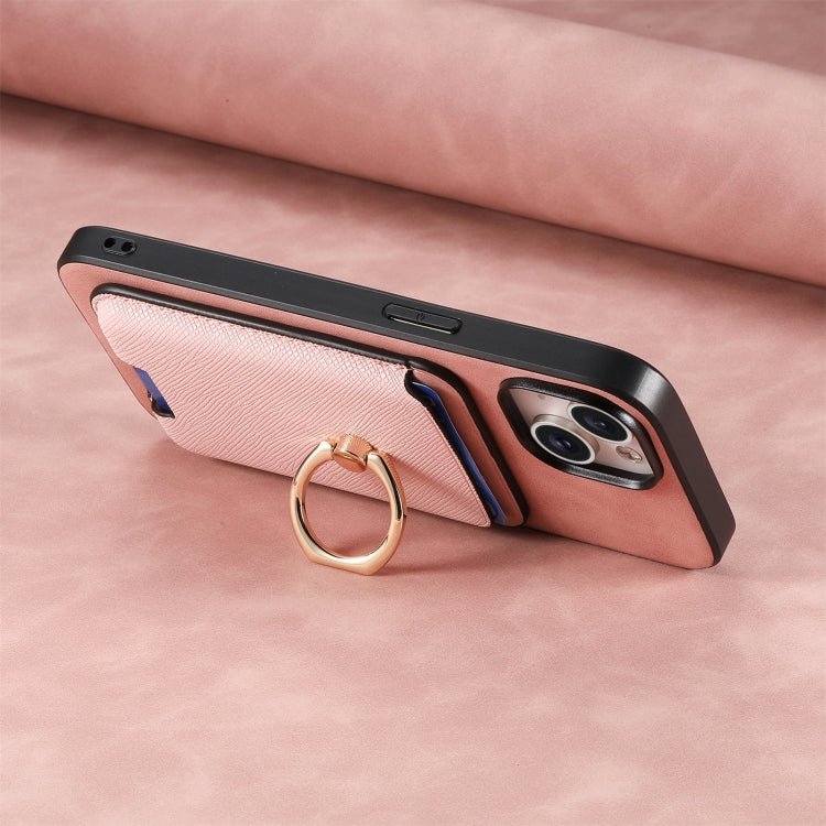 For Samsung Galaxy A25 Retro Cross Leather Ring Vertical Insert Card Bag MagSafe Phone Case
