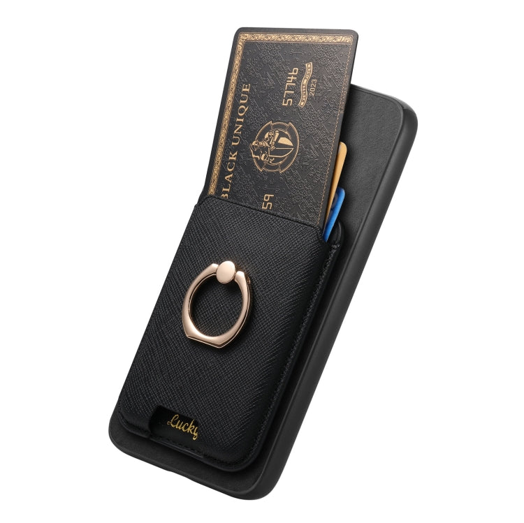 For Samsung Galaxy A25 Retro Cross Leather Ring Vertical Insert Card Bag MagSafe Phone Case