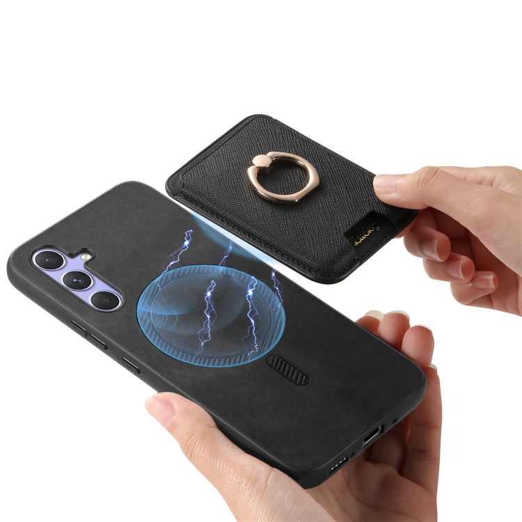 For Samsung Galaxy A54 5G Retro Cross Leather Ring Vertical Insert Card Bag MagSafe Phone Case