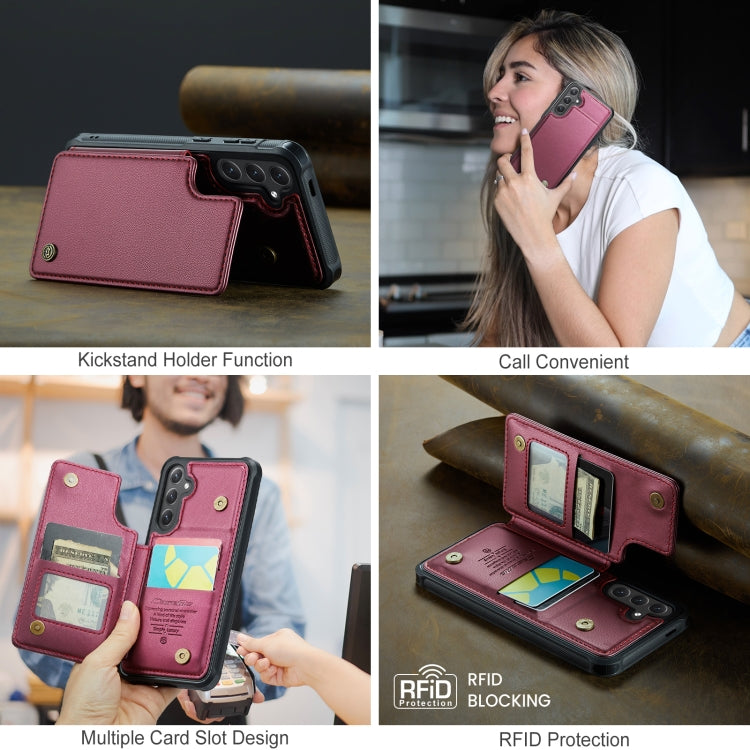 For Samsung Galaxy S25 5G CaseMe C22 Card Slots Holder RFID Anti-theft Phone Case