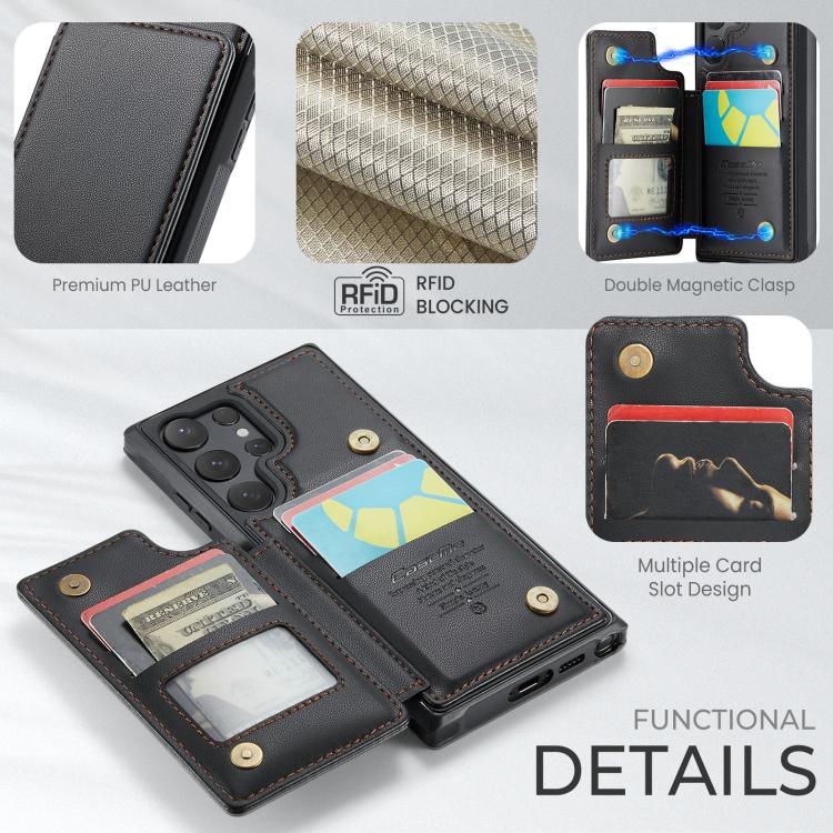 For Samsung Galaxy S25 Ultra 5G CaseMe C22 Card Slots Holder RFID Anti-theft Phone Case