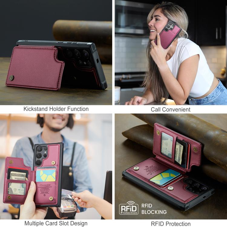 For Samsung Galaxy S25 Ultra 5G CaseMe C22 Card Slots Holder RFID Anti-theft Phone Case