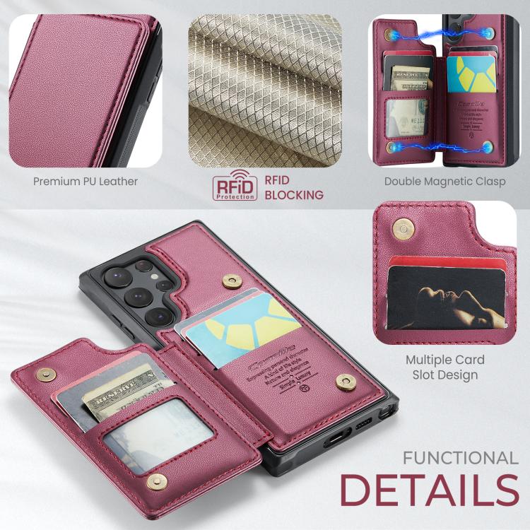 For Samsung Galaxy S25 Ultra 5G CaseMe C22 Card Slots Holder RFID Anti-theft Phone Case