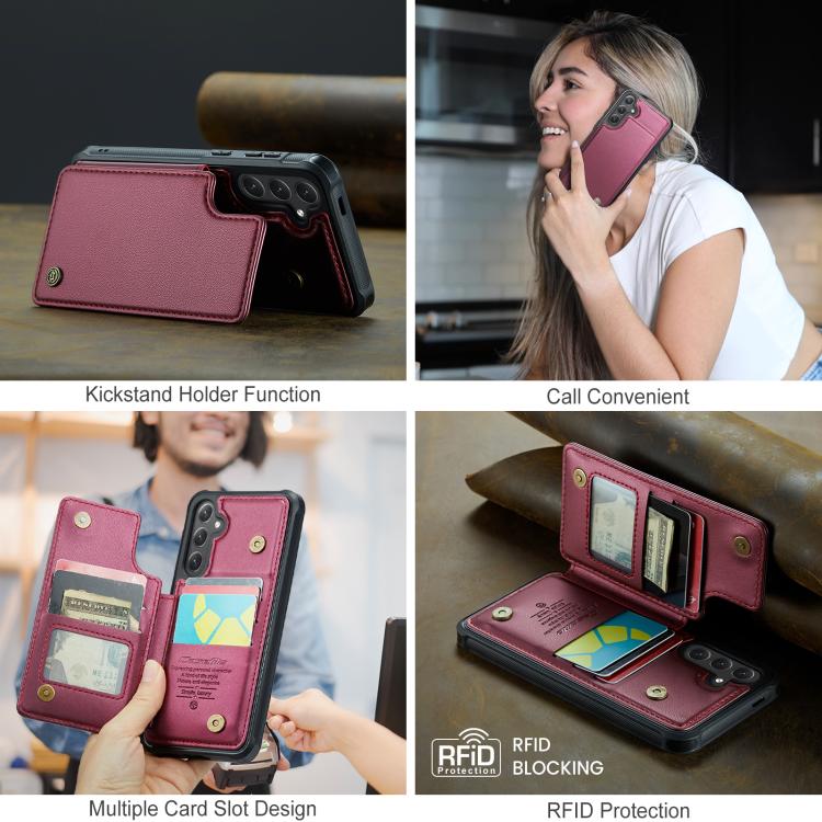 For Samsung Galaxy S25 FE  5G CaseMe C22 Card Slots Holder RFID Anti-theft Phone Case