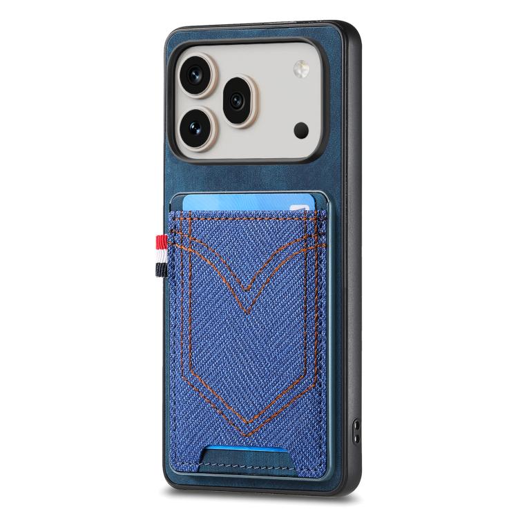 For Honor 600 Global Denim Texture Leather Skin Phone Case with Card Slot