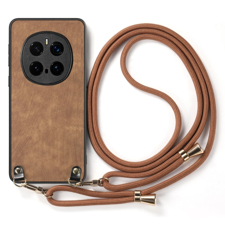 For Honor Magic7 Pro Vintage Leather PC Back Cover Phone Case with Crossbody Strap