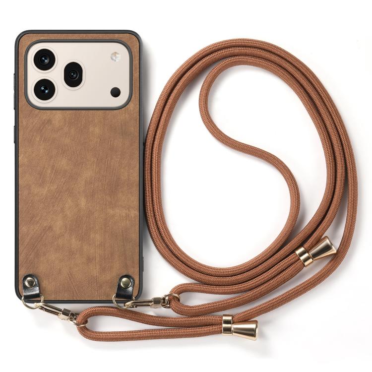 For Honor 600 Global Vintage Leather PC Back Cover Phone Case with Crossbody Strap