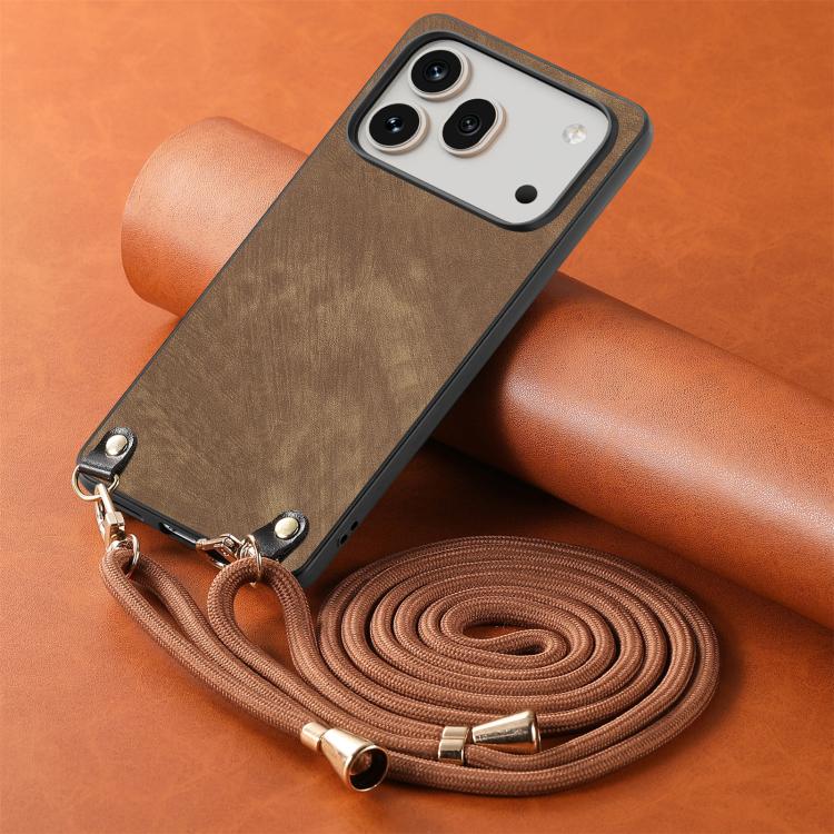 For Honor 600 Pro Global Vintage Leather PC Back Cover Phone Case with Crossbody Strap