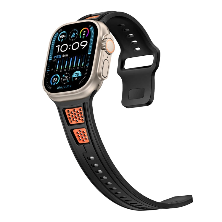 For Apple Watch 46mm / 49mm / 45mm / 44mm Dual Color Mesh Reverse Buckle Silicone Watch Band
