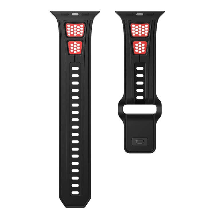 For Apple Watch 46mm / 49mm / 45mm / 44mm Dual Color Mesh Reverse Buckle Silicone Watch Band