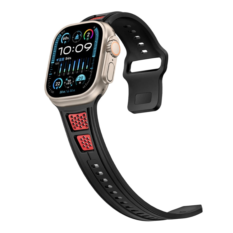For Apple Watch 46mm / 49mm / 45mm / 44mm Dual Color Mesh Reverse Buckle Silicone Watch Band