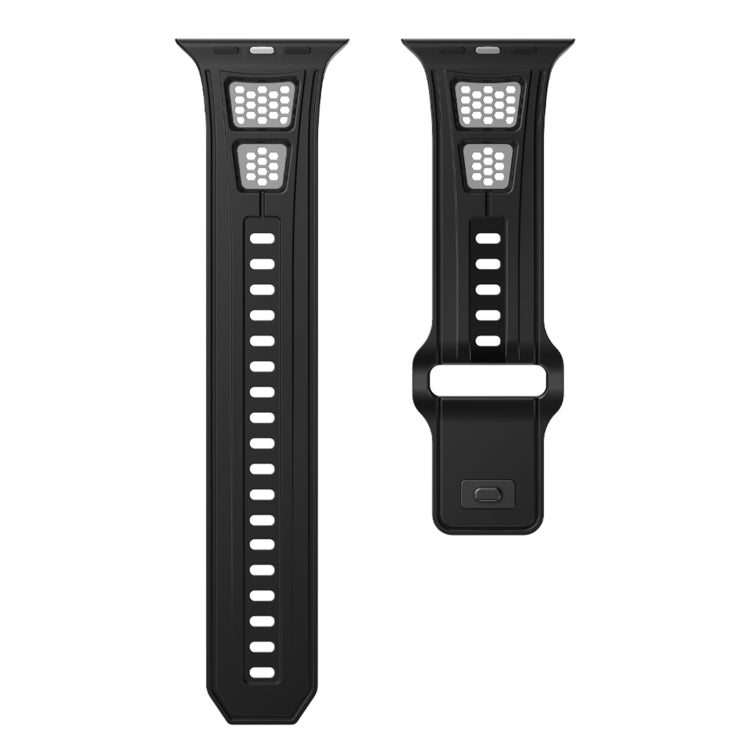 For Apple Watch 46mm / 49mm / 45mm / 44mm Dual Color Mesh Reverse Buckle Silicone Watch Band