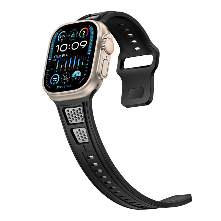 For Apple Watch 46mm / 49mm / 45mm / 44mm Dual Color Mesh Reverse Buckle Silicone Watch Band