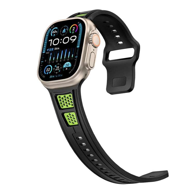 For Apple Watch 46mm / 49mm / 45mm / 44mm Dual Color Mesh Reverse Buckle Silicone Watch Band
