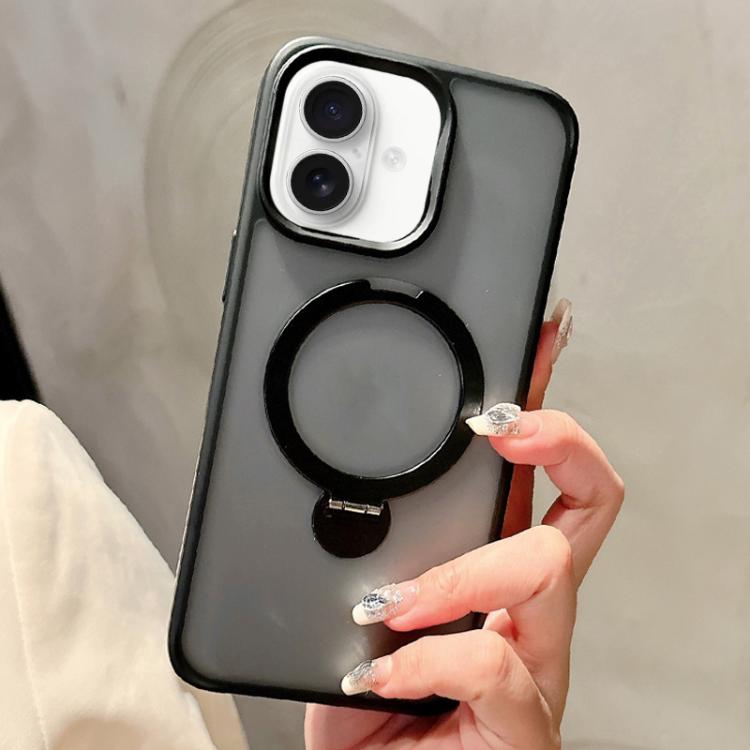 For iPhone 16 Plus Metal Holder MagSafe PC Hybrid TPU Phone Case