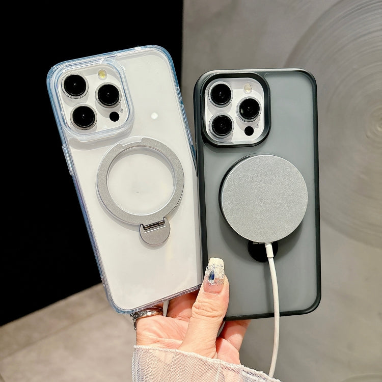 For iPhone 16 Metal Holder MagSafe PC Hybrid TPU Phone Case
