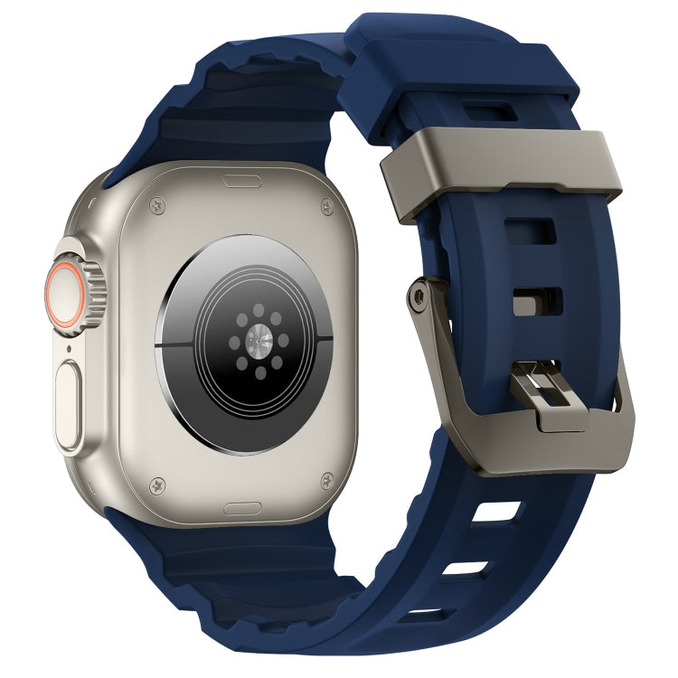For Apple Watch 46mm / 49mm / 45mm / 44mm Wild Path Grey Buckle Thickened Silicone Watch Band
