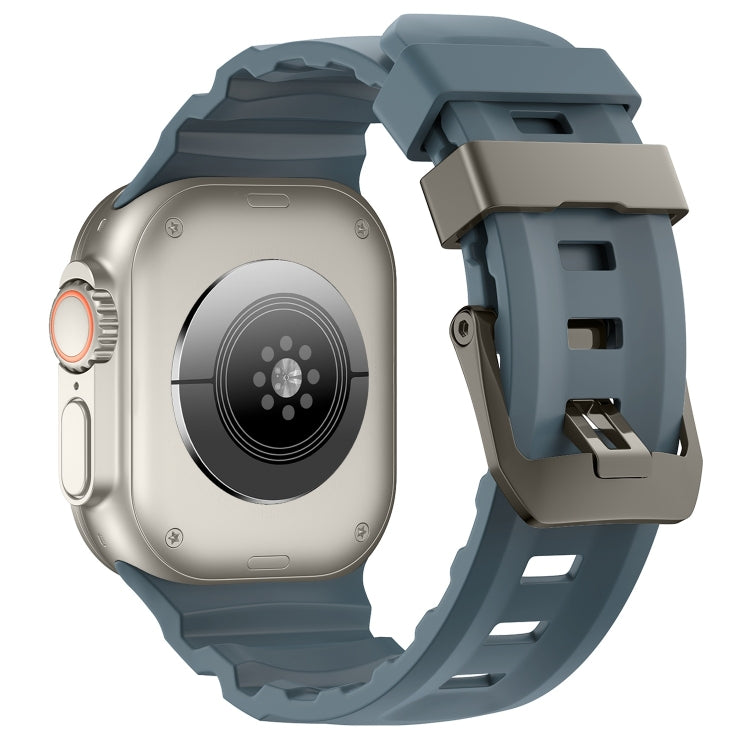 For Apple Watch 46mm / 49mm / 45mm / 44mm Wild Path Grey Buckle Thickened Silicone Watch Band