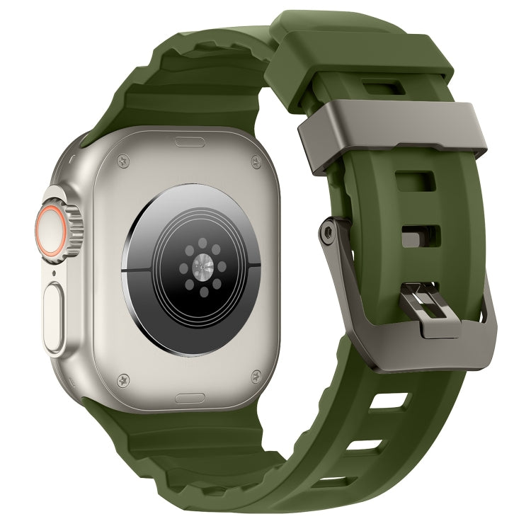 For Apple Watch 46mm / 49mm / 45mm / 44mm Wild Path Grey Buckle Thickened Silicone Watch Band