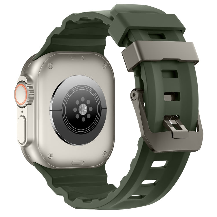 For Apple Watch 46mm / 49mm / 45mm / 44mm Wild Path Grey Buckle Thickened Silicone Watch Band