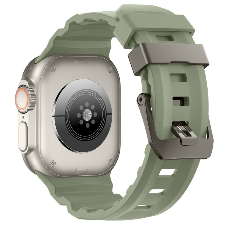 For Apple Watch 46mm / 49mm / 45mm / 44mm Wild Path Grey Buckle Thickened Silicone Watch Band