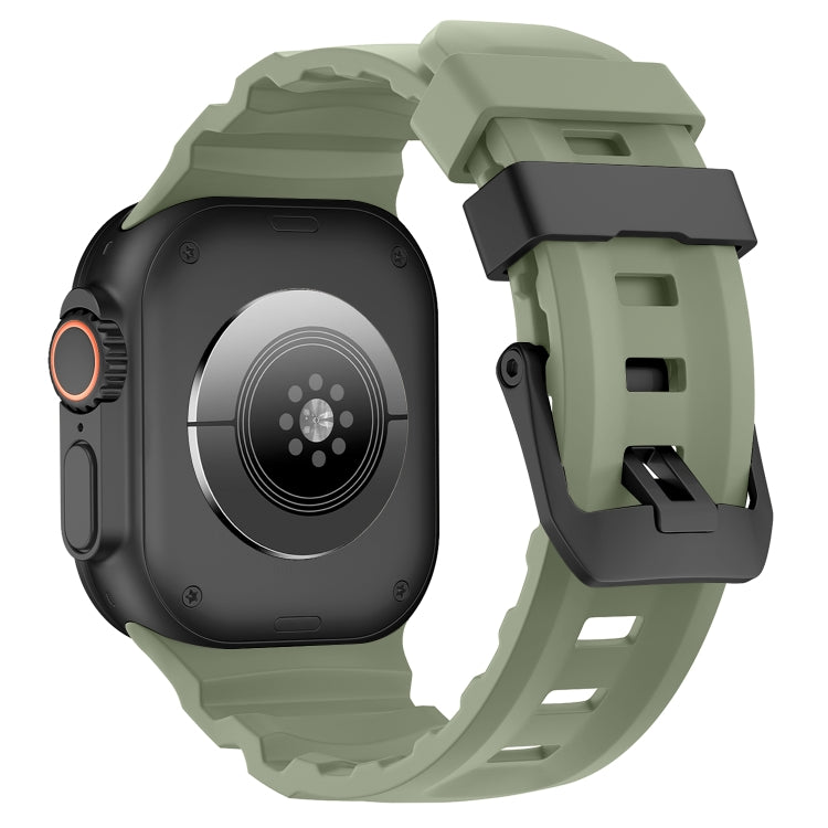 For Apple Watch 46mm / 49mm / 45mm / 44mm Wild Path Black Buckle Thickened Silicone Watch Band