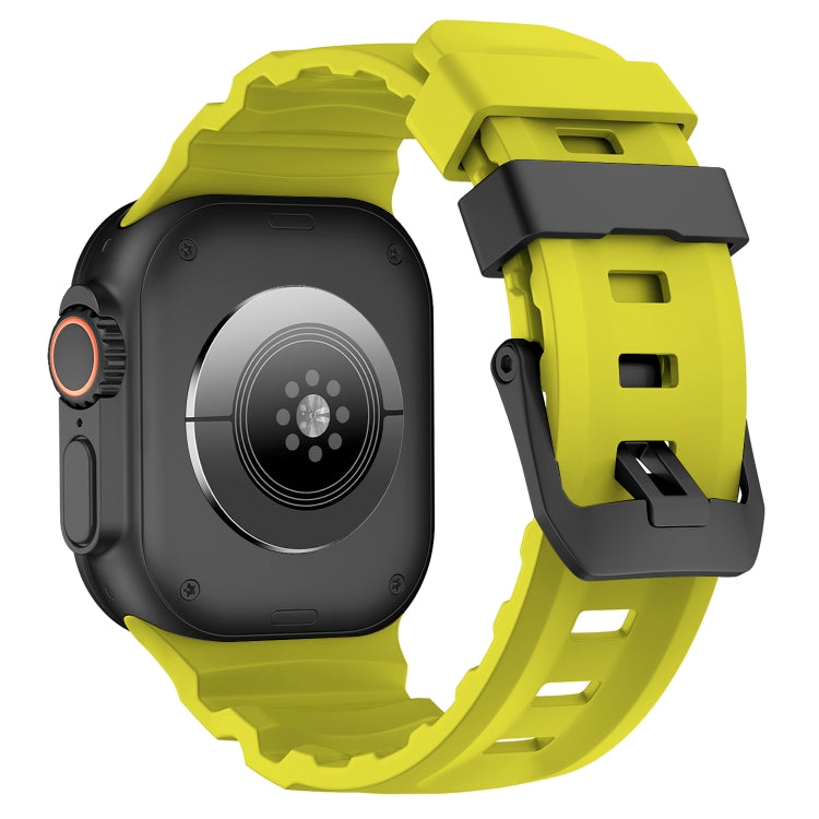 For Apple Watch 46mm / 49mm / 45mm / 44mm Wild Path Black Buckle Thickened Silicone Watch Band