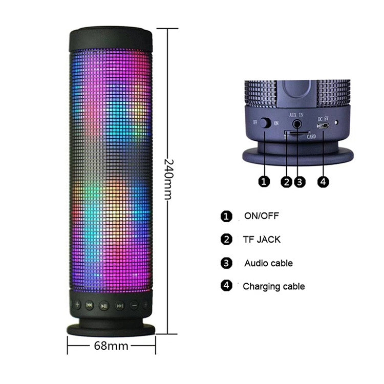LED Seven Color Dazzlesï¼ŒDouble Vibration Low-sounding, Metal Appearanceï¼ŒPortable Bluetooth Speaker Support TF